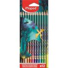 MAPED Színes ceruza készlet, háromszögletű, MAPED „Dragon sárkány”, 12 különböző szín