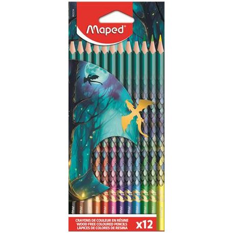 MAPED Színes ceruza készlet, háromszögletű, MAPED „Dragon sárkány”, 12 különböző szín