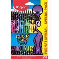   MAPED Színes ceruza készlet, háromszögletű, MAPED "Color'Peps Monster" 18 különböző szín