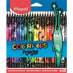   MAPED Színes ceruza készlet, háromszögletű, MAPED "Color'Peps Monster" 24 különböző szín