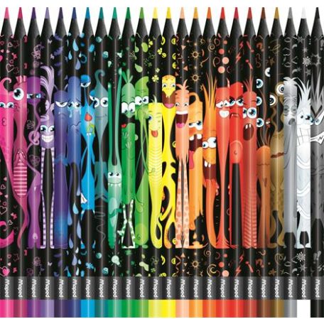 MAPED Színes ceruza készlet, háromszögletű, MAPED "Color'Peps Monster" 24 különböző szín