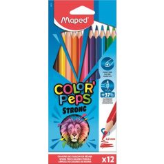   MAPED Színes ceruza készlet, háromszögletű, MAPED "Color'Peps Strong", 12 különböző szín