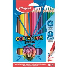   MAPED Színes ceruza készlet, háromszögletű, MAPED "Color'Peps Strong", 18 különböző szín
