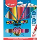 MAPED Színes ceruza készlet, háromszögletű, MAPED "Color'Peps Strong", 24 különböző szín