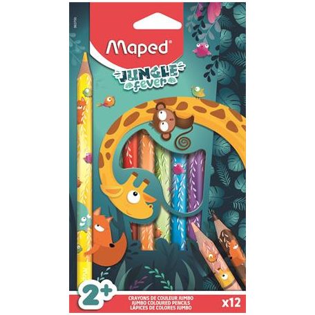 MAPED Színes ceruza készlet, vastag, MAPED "Jungle Fever", 12 különböző szín