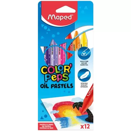 MAPED Olajpasztell kréta, MAPED "Color'Peps", 12 különböző szín