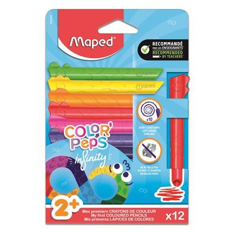 MAPED Színes ceruza készlet, háromszögletű, MAPED „Color'Peps Infinity Kidy”, 12 különböző szín