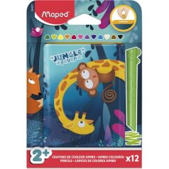   MAPED Színes ceruza készlet, fém perselyben, MAPED „Jungle Fever Infinity Kidy”, 12 különböző szín