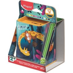   MAPED Színes ceruza készlet, fém perselyben, MAPED „Jungle Fever Infinity Kidy”, 12 különböző szín