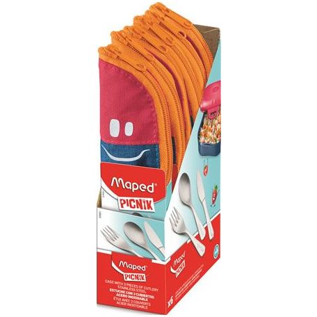 MAPED PICNIK Evőeszközkészlet, fém, szövet tok, MAPED PICNIK "Concept Kids", pink