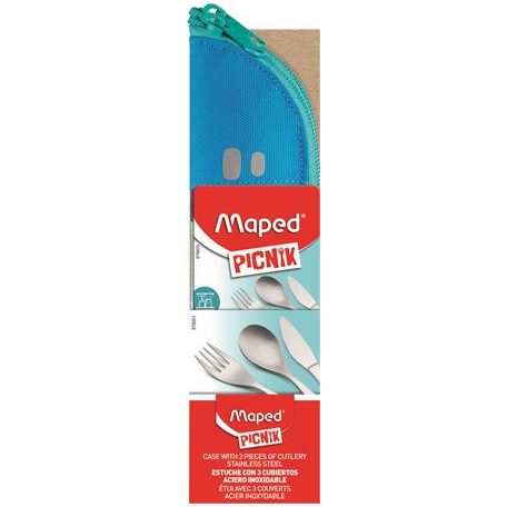 MAPED PICNIK Evőeszközkészlet, fém, szövet tok, MAPED PICNIK "Concept Kids", kék