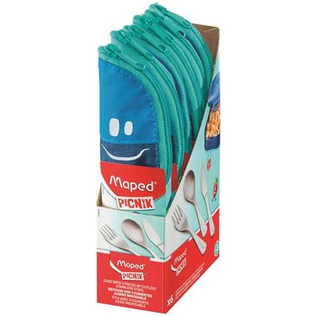 MAPED PICNIK Evőeszközkészlet, fém, szövet tok, MAPED PICNIK "Concept Kids", kék