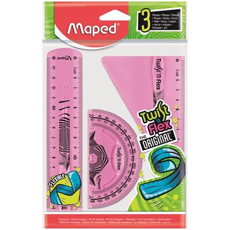 MAPED Vonalzókészlet, műanyag, törhetetlen, 3 darabos, MAPED "Twist'n Flex"