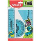 MAPED Vonalzókészlet, műanyag, törhetetlen, 3 darabos, MAPED "Twist'n Flex"