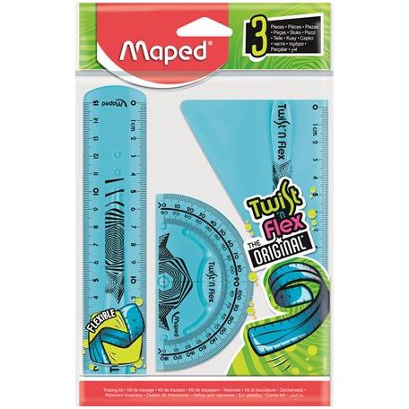 MAPED Vonalzókészlet, műanyag, törhetetlen, 3 darabos, MAPED "Twist'n Flex"