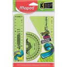 MAPED Vonalzókészlet, műanyag, törhetetlen, 3 darabos, MAPED "Twist'n Flex"