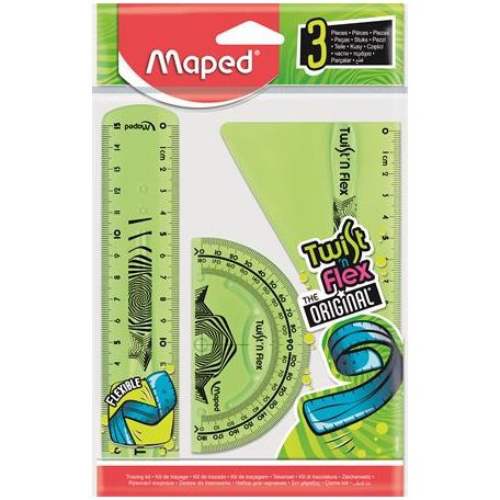 MAPED Vonalzókészlet, műanyag, törhetetlen, 3 darabos, MAPED "Twist'n Flex"