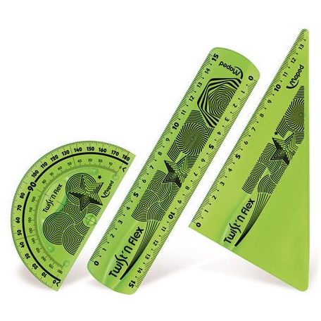 MAPED Vonalzókészlet, műanyag, törhetetlen, 3 darabos, MAPED "Twist'n Flex"