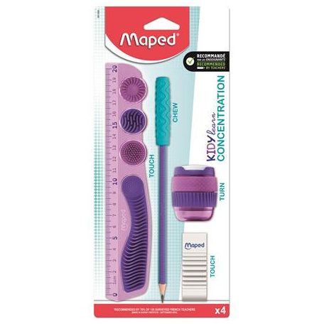 MAPED Írószer készlet, 4 darabos, MAPED "Kidy Learn Concentration", lila