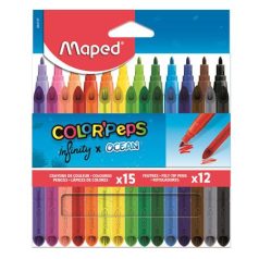   MAPED Színes ceruza és filctoll készlet, MAPED "Color'Peps INFINITY", 15+12 különböző szín