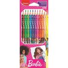 MAPED BB Színes ceruza készlet, háromszögletű, MAPED "Barbie", 12 különböző szín
