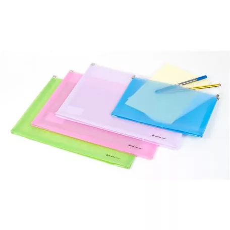 PANTA PLAST Irattartó tasak, A4, PP, cipzáras, talpas, PANTA PLAST, pasztellkék