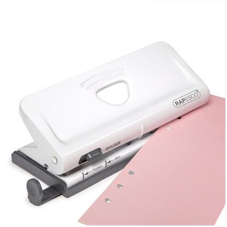 RAPESCO Lyukasztó, hatlyukú, 10 lap, fém, RAPESCO " New Diary 66",  fehér