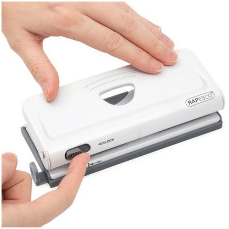 RAPESCO Lyukasztó, hatlyukú, 10 lap, fém, RAPESCO " New Diary 66",  fehér