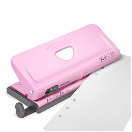 RAPESCO Lyukasztó, hatlyukú, 10 lap, fém, RAPESCO " New Diary 66",  rózsaszín