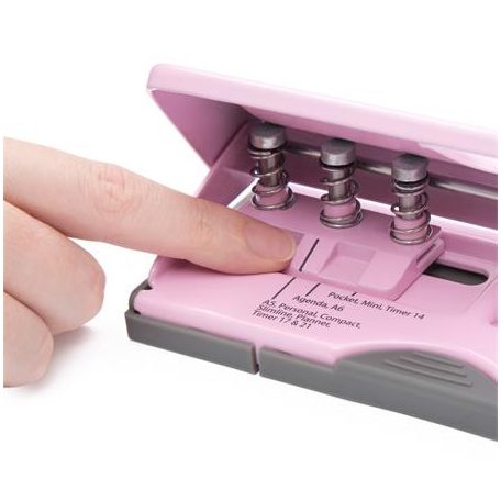 RAPESCO Lyukasztó, hatlyukú, 10 lap, fém, RAPESCO " New Diary 66",  rózsaszín