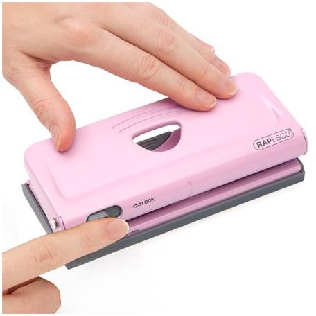 RAPESCO Lyukasztó, hatlyukú, 10 lap, fém, RAPESCO " New Diary 66",  rózsaszín