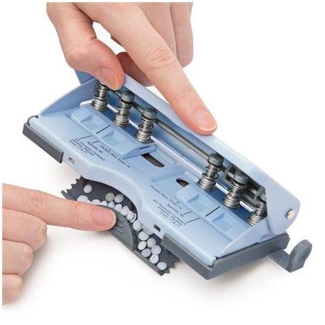 RAPESCO Lyukasztó, hatlyukú, 10 lap, fém, RAPESCO " New Diary 66",  púder kék