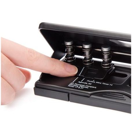 RAPESCO Lyukasztó, hatlyukú, 10 lap, fém, RAPESCO " New Diary 66",  fekete