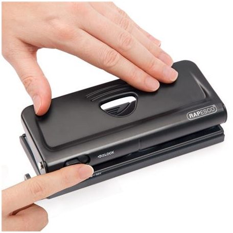 RAPESCO Lyukasztó, hatlyukú, 10 lap, fém, RAPESCO " New Diary 66",  fekete