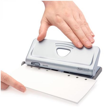 RAPESCO Lyukasztó, hatlyukú, 10 lap, fém, RAPESCO " New Diary 66",  ezüst