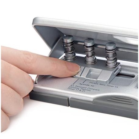 RAPESCO Lyukasztó, hatlyukú, 10 lap, fém, RAPESCO " New Diary 66",  ezüst