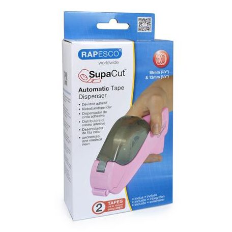 RAPESCO Ragasztószalag-adagoló, RAPESCO "SupaCut", világos rózsaszín