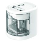 RAPESCO Hegyező, kétlyukú, asztali, elemes, USB töltővel, RAPESCO"PS12-USB", fehér