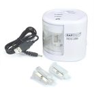 RAPESCO Hegyező, kétlyukú, asztali, elemes, USB töltővel, RAPESCO"PS12-USB", fehér
