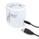 RAPESCO Hegyező, kétlyukú, asztali, elemes, USB töltővel, RAPESCO"PS12-USB", fehér