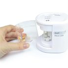 RAPESCO Hegyező, kétlyukú, asztali, elemes, USB töltővel, RAPESCO"PS12-USB", fekete