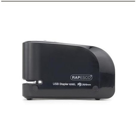 RAPESCO Tűzőgép, 26/6, 15 lap, elemes, USB töltővel, RAPESCO "626EL", fekete