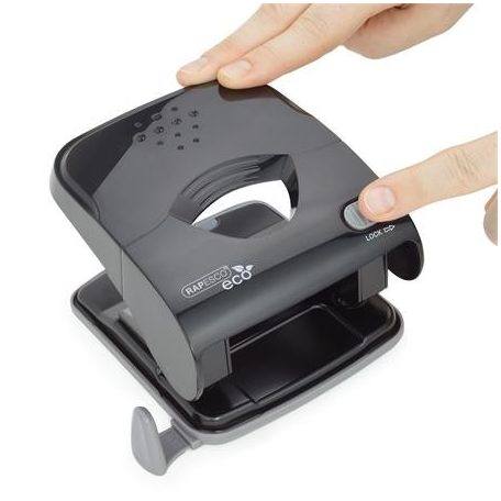 RAPESCO Lyukasztó, kétlyukú, 30 lap, könnyített lyukasztás, RAPESCO "ECO X5", fekete