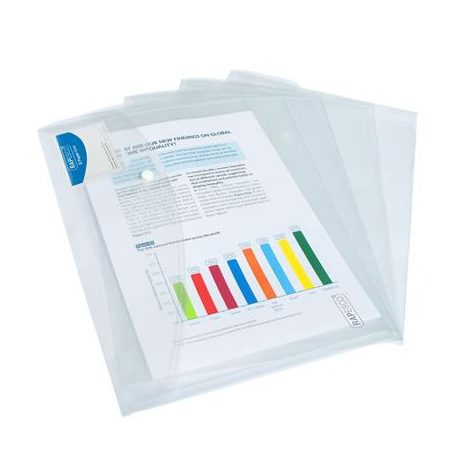 RAPESCO Irattartó tasak, A4+, patentos, RAPESCO "Eco", áttetsző