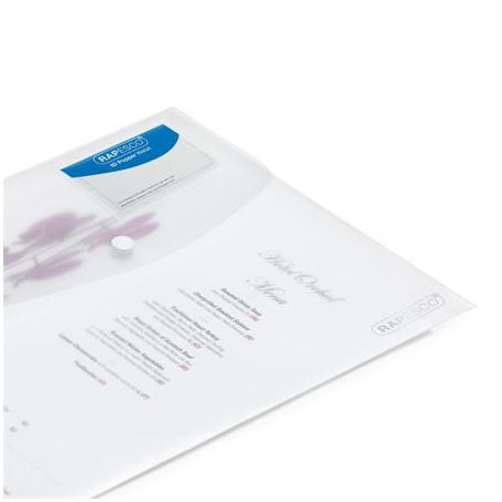 RAPESCO Irattartó tasak, A4+, patentos, RAPESCO "Eco", áttetsző