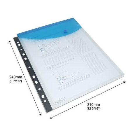 RAPESCO Irattartó tasak, A4+, lefűzhető, patentos, RAPESCO "Eco", áttetsző vegyes színek