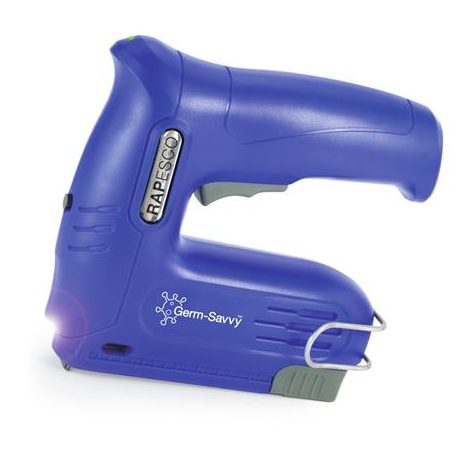 RAPESCO Tűzőpisztoly, vezeték nélküli, elektromos, USB, RAPESCO Germ-Savvy "T12-USB", kék