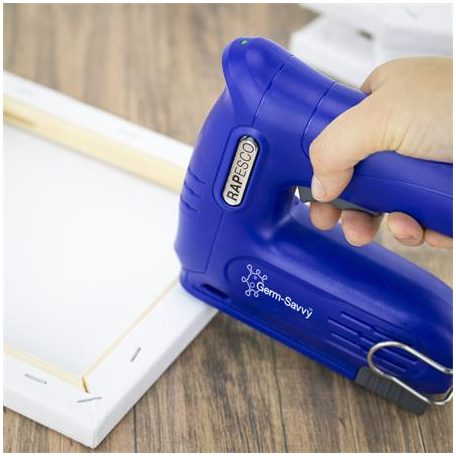 RAPESCO Tűzőpisztoly, vezeték nélküli, elektromos, USB, RAPESCO Germ-Savvy "T12-USB", kék