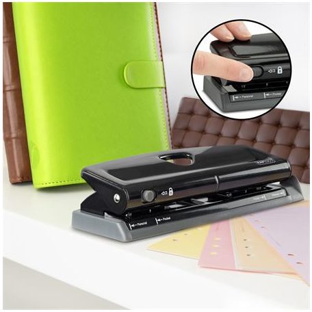 RAPESCO Lyukasztó, hatlyukú, 9 lap, fém, RAPESCO, fekete