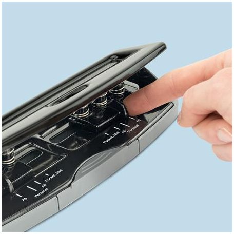 RAPESCO Lyukasztó, hatlyukú, 9 lap, fém, RAPESCO, fekete